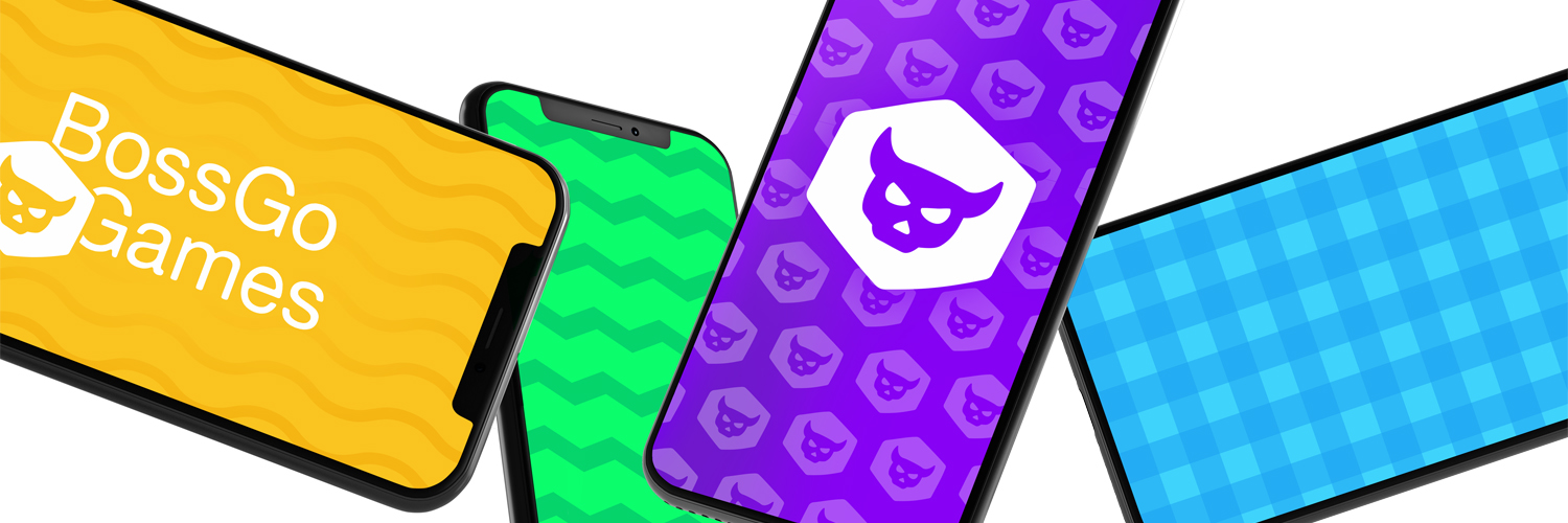 Phones showing BossGo Games' colorful app themes